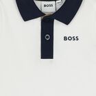 Younger Boys White Logo Polo Shirt, 1, hi-res