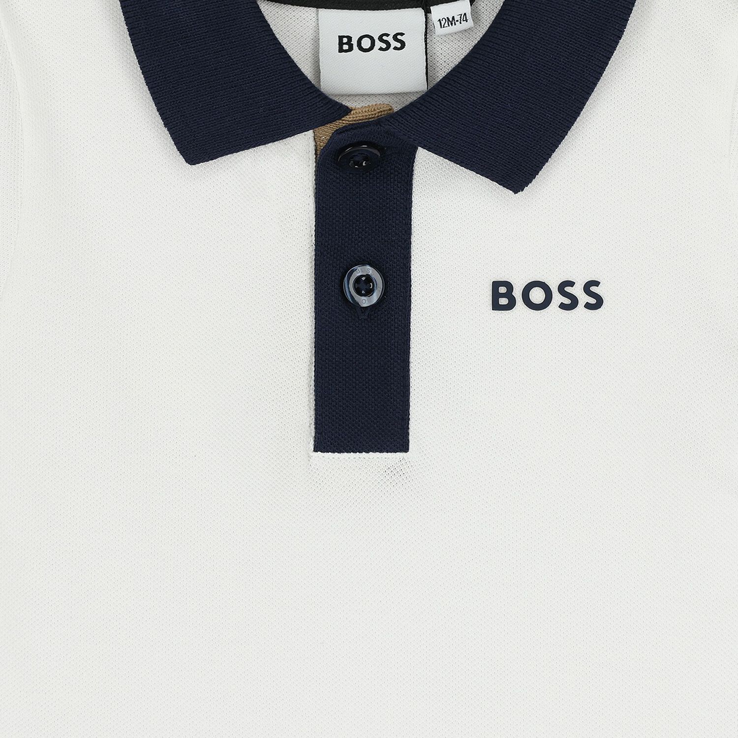 Younger Boys White Logo Polo Shirt, 1, hi-res