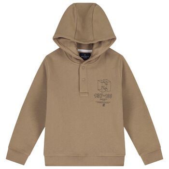 Boys Beige Logo Hooded Top