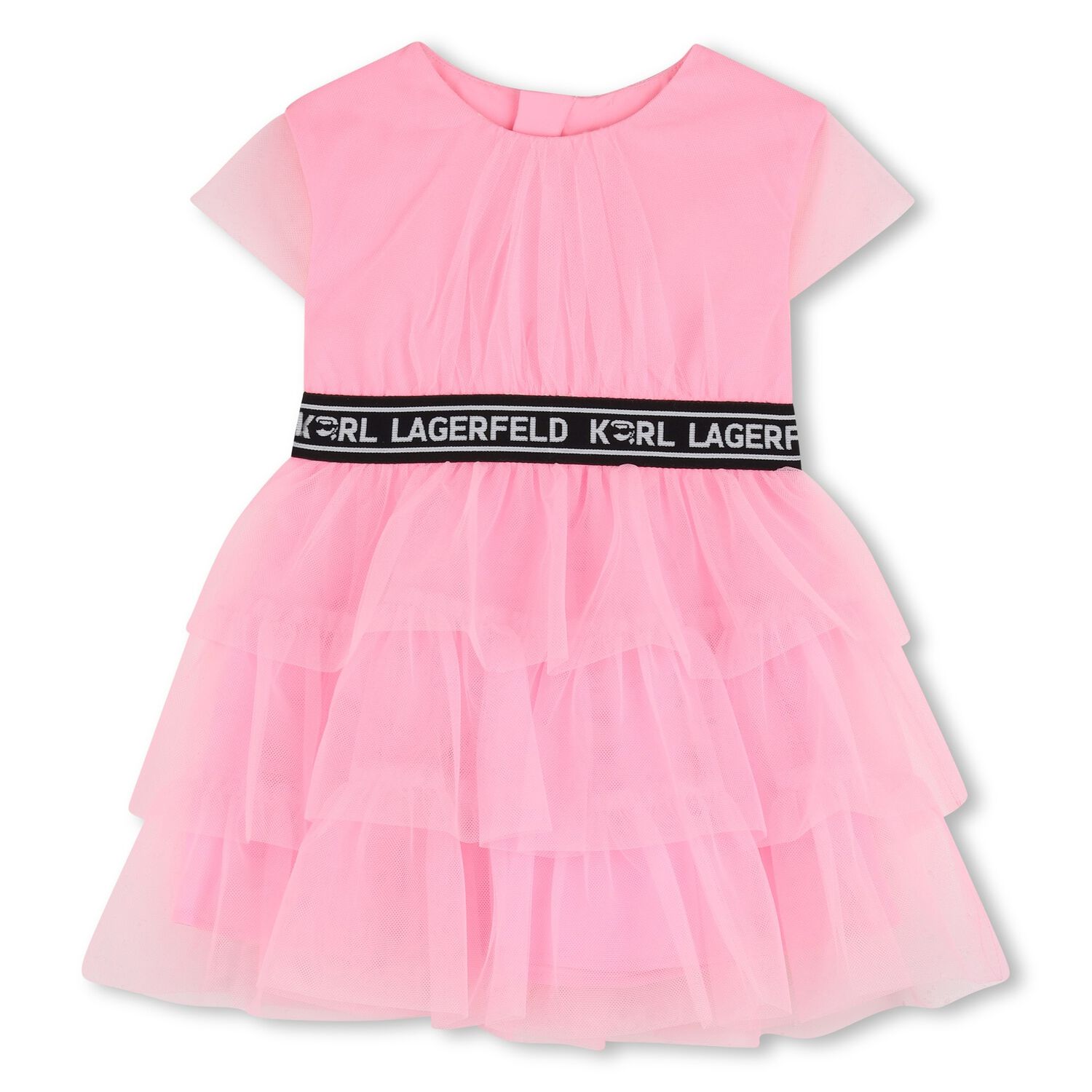 Girls Pink Logo Tulle Dress, 1, hi-res
