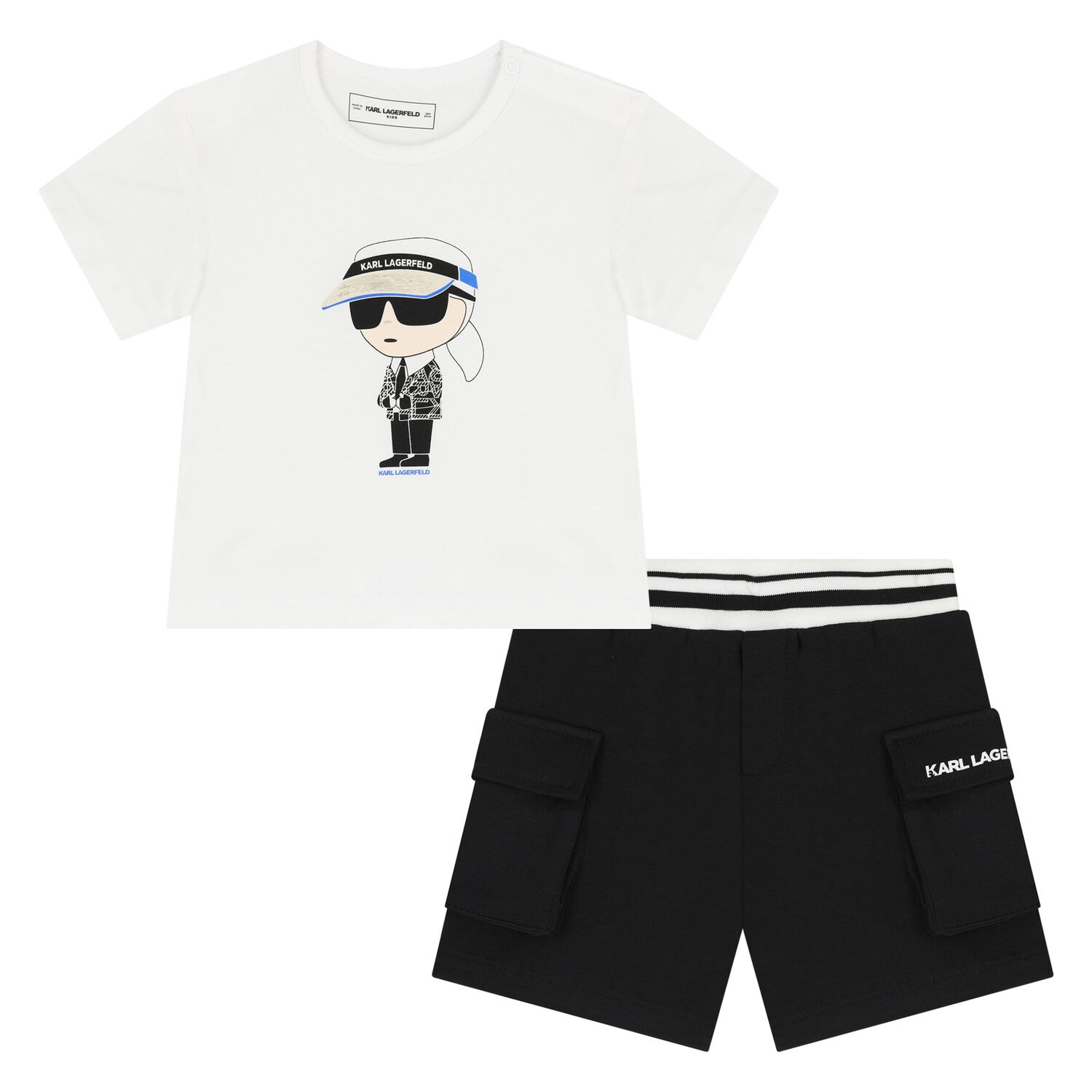 Boys White & Black Ikonik Shorts Set, 1, hi-res image number null