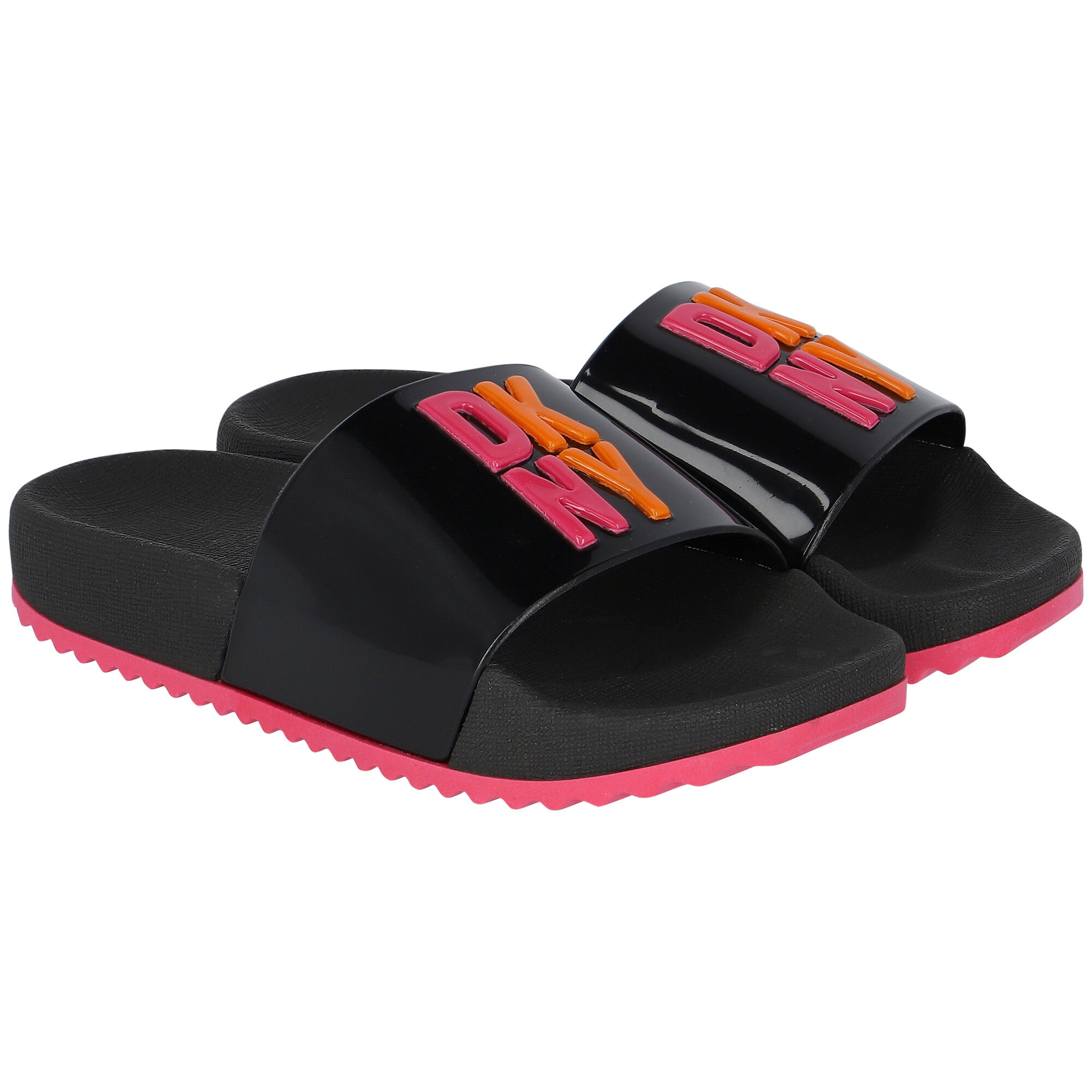 DKNY Girls Black Logo Sliders Junior Couture USA
