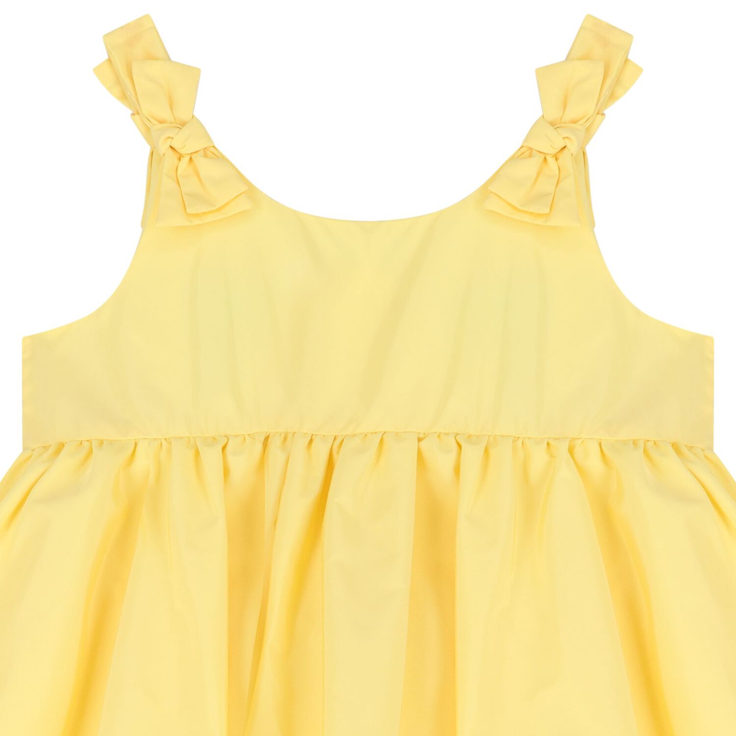 Girls Yellow Bow Tiered Dress, 1, hi-res
