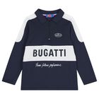 Boys Navy Blue & White Logo Polo Shirt, 1, hi-res