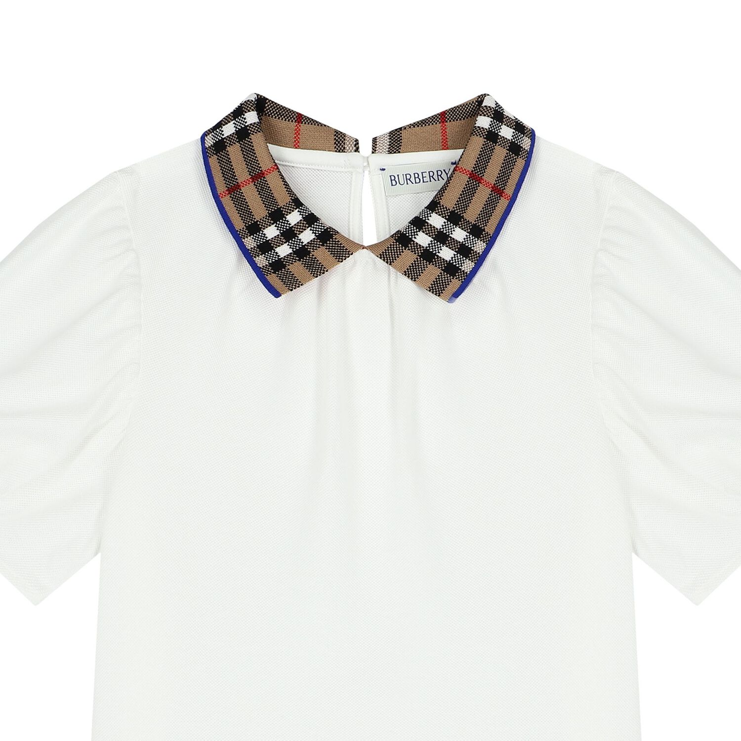 Girls White Check Polo Shirt, 1, hi-res image number null