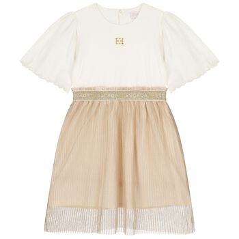 Girls Ivory & Gold Dress