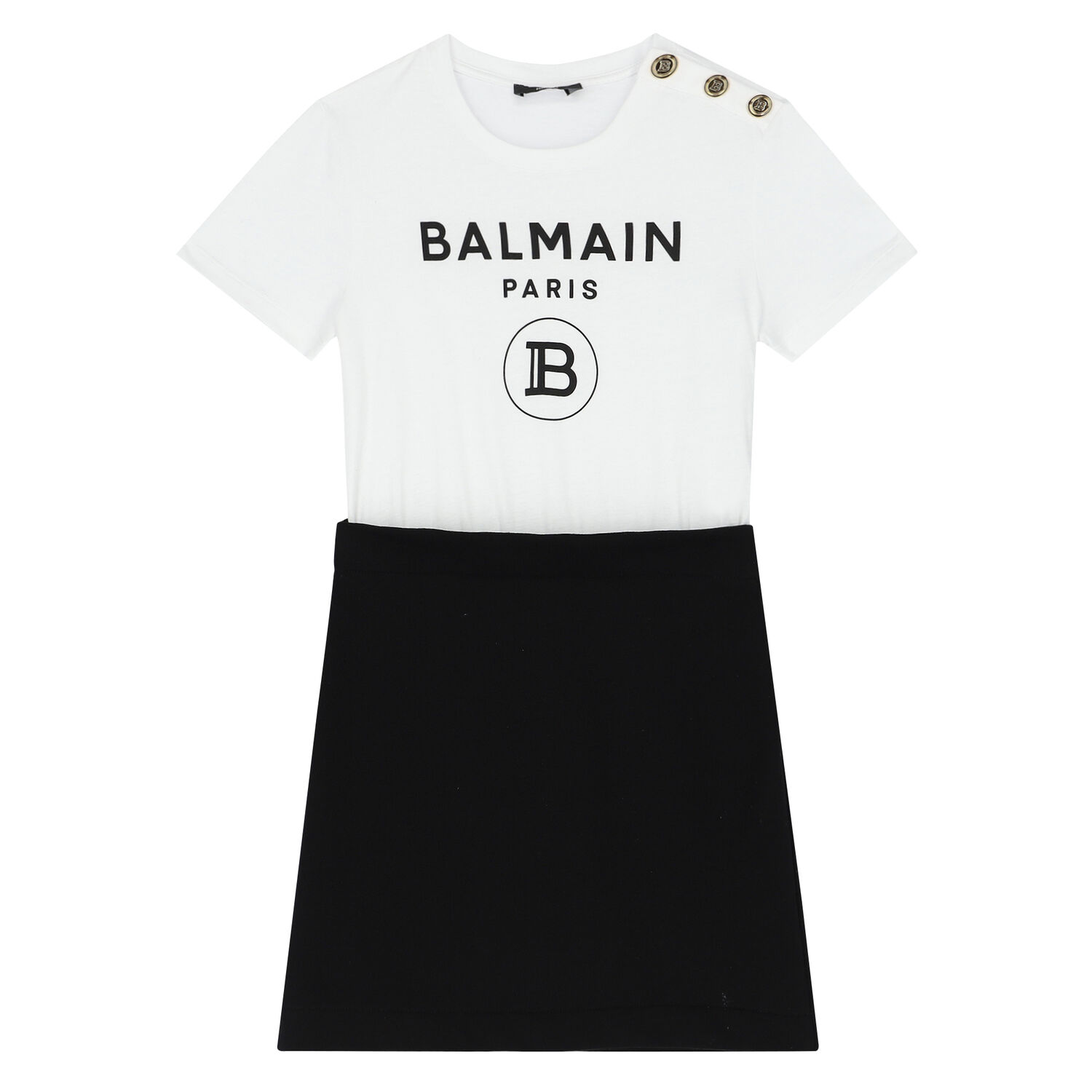 Balmain Girls Black Logo T-Shirt Dress Junior Couture USA