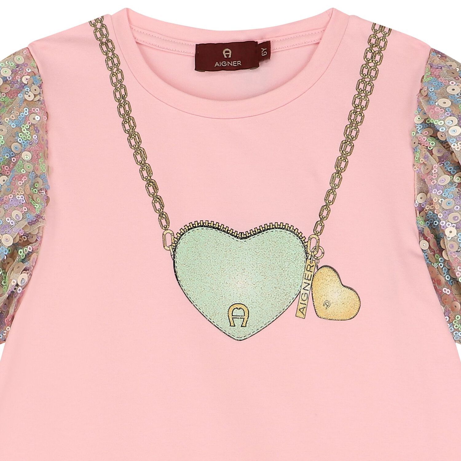 Girls Pink Logo Heart Dress, 2, hi-res image number null