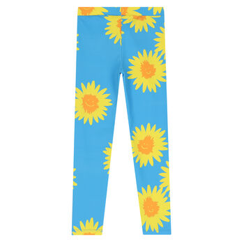 Girls Blue & Yellow Floral Leggings