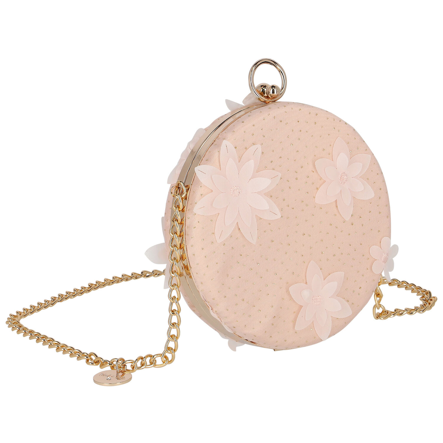 Girls Pink & Gold Floral Handbag, 2, hi-res image number null