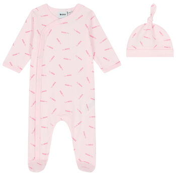 Baby Girls Pink Logo Babygrow Set