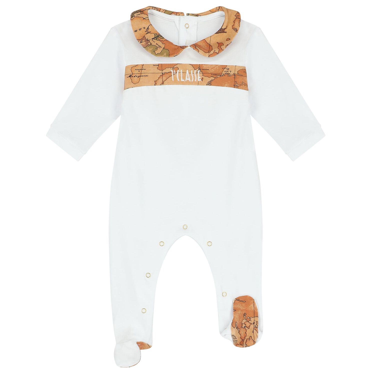 White & Beige Logo Babygrow Set, 1, hi-res image number null