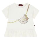 Younger Girls Ivory Bag Logo T-Shirt, 1, hi-res