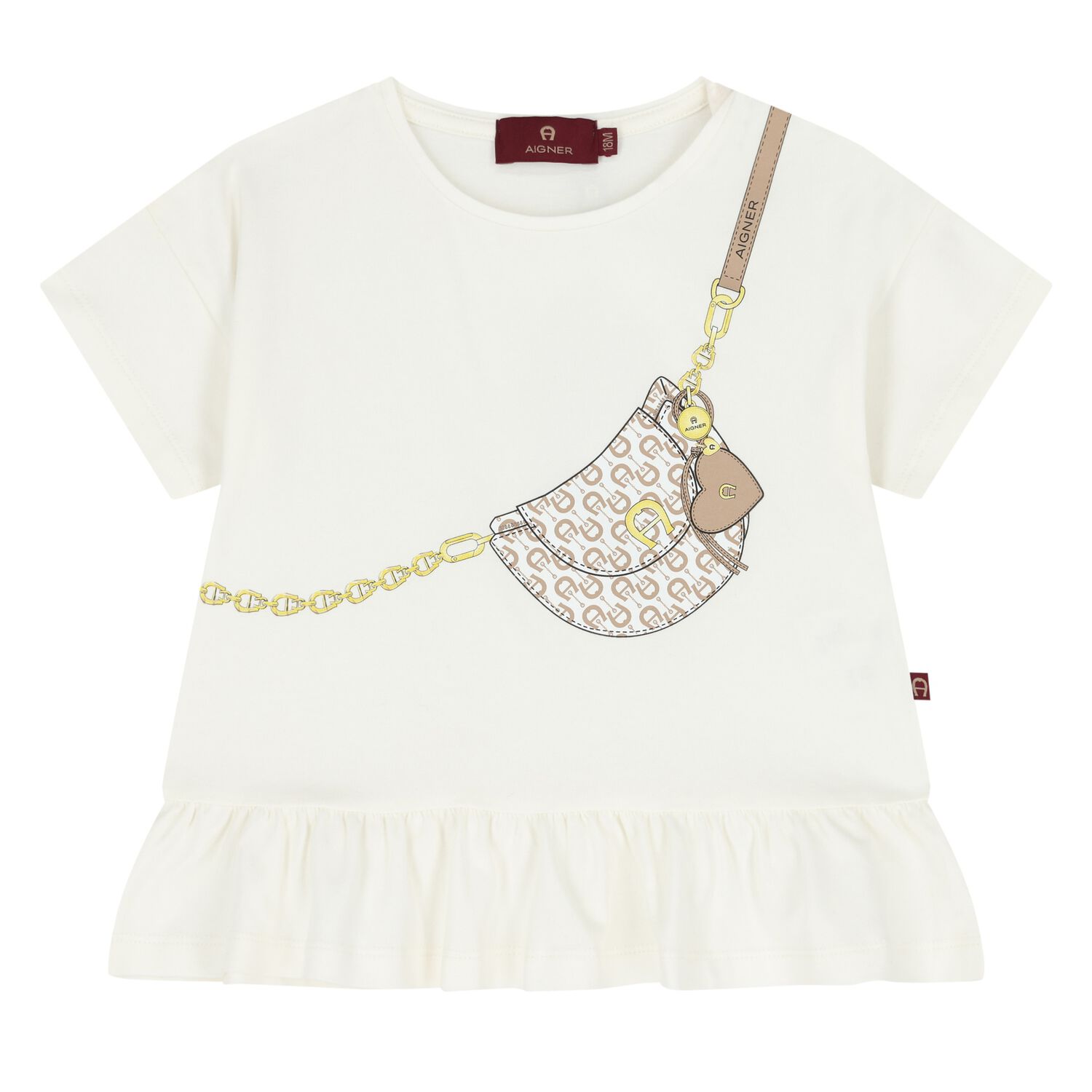 Younger Girls Ivory Bag Logo T-Shirt, 1, hi-res