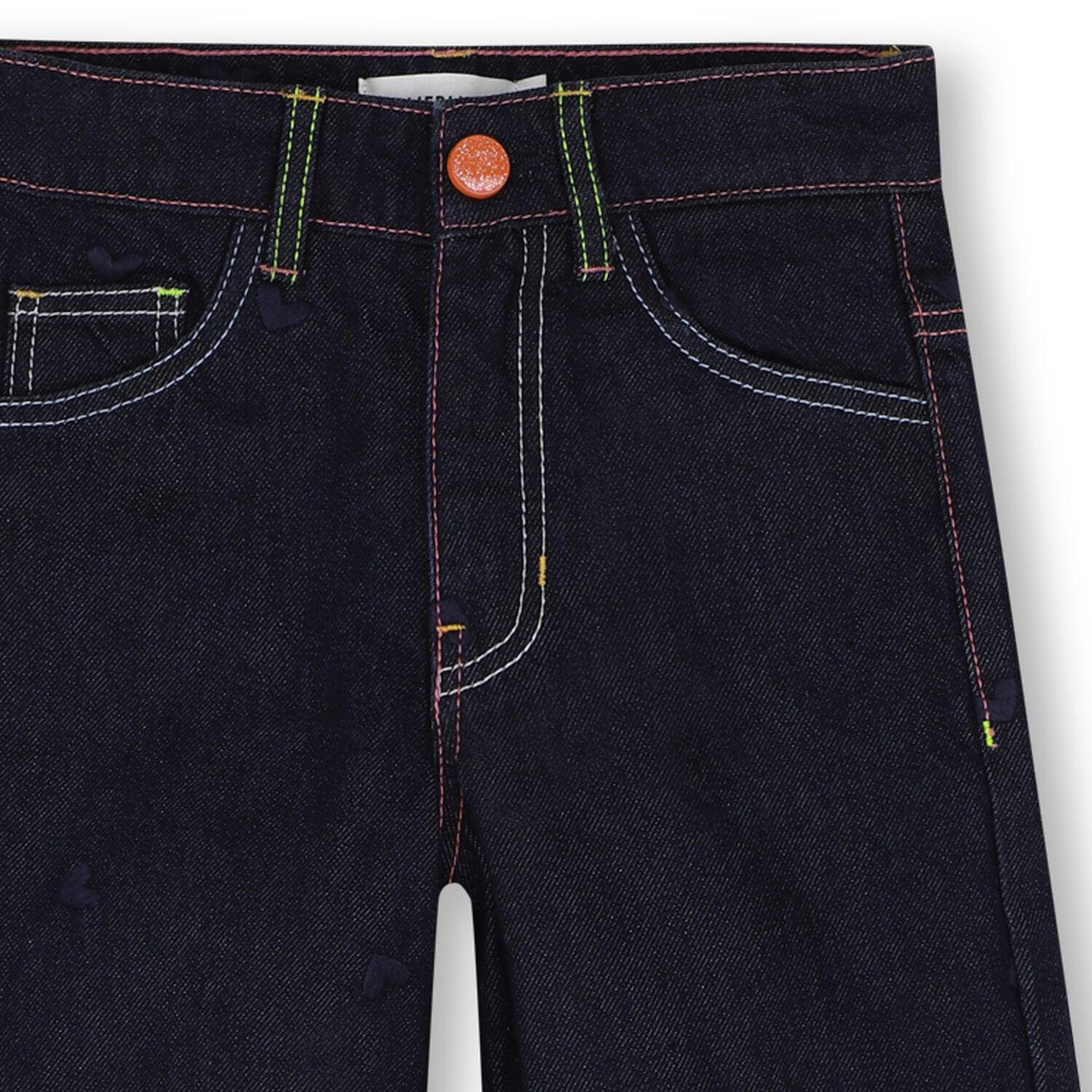 Girls Blue Denim Heart Wide Leg Jeans, 1, hi-res