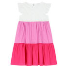 Girls White & Pink Tiered Dress, 1, hi-res