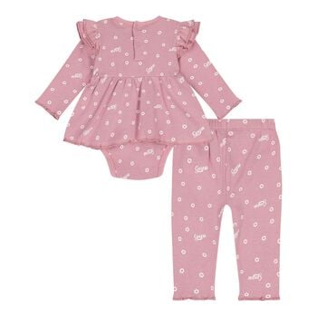 Baby Girls Pink Floral Bodysuit Set