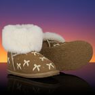 Girls Beige Suede Leather Bow Boots, 2, hi-res