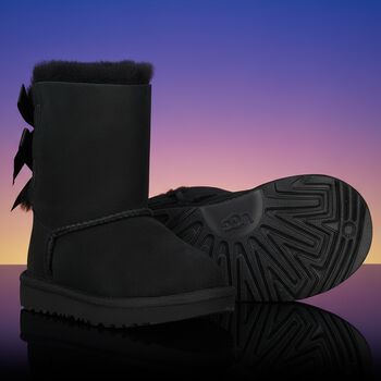 Younger Girls Black Bailey Bow II Suede Boots