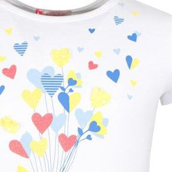 Girls White Hearts Top