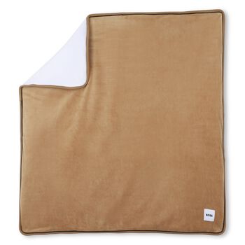 Beige & White Logo Padded Baby Blanket