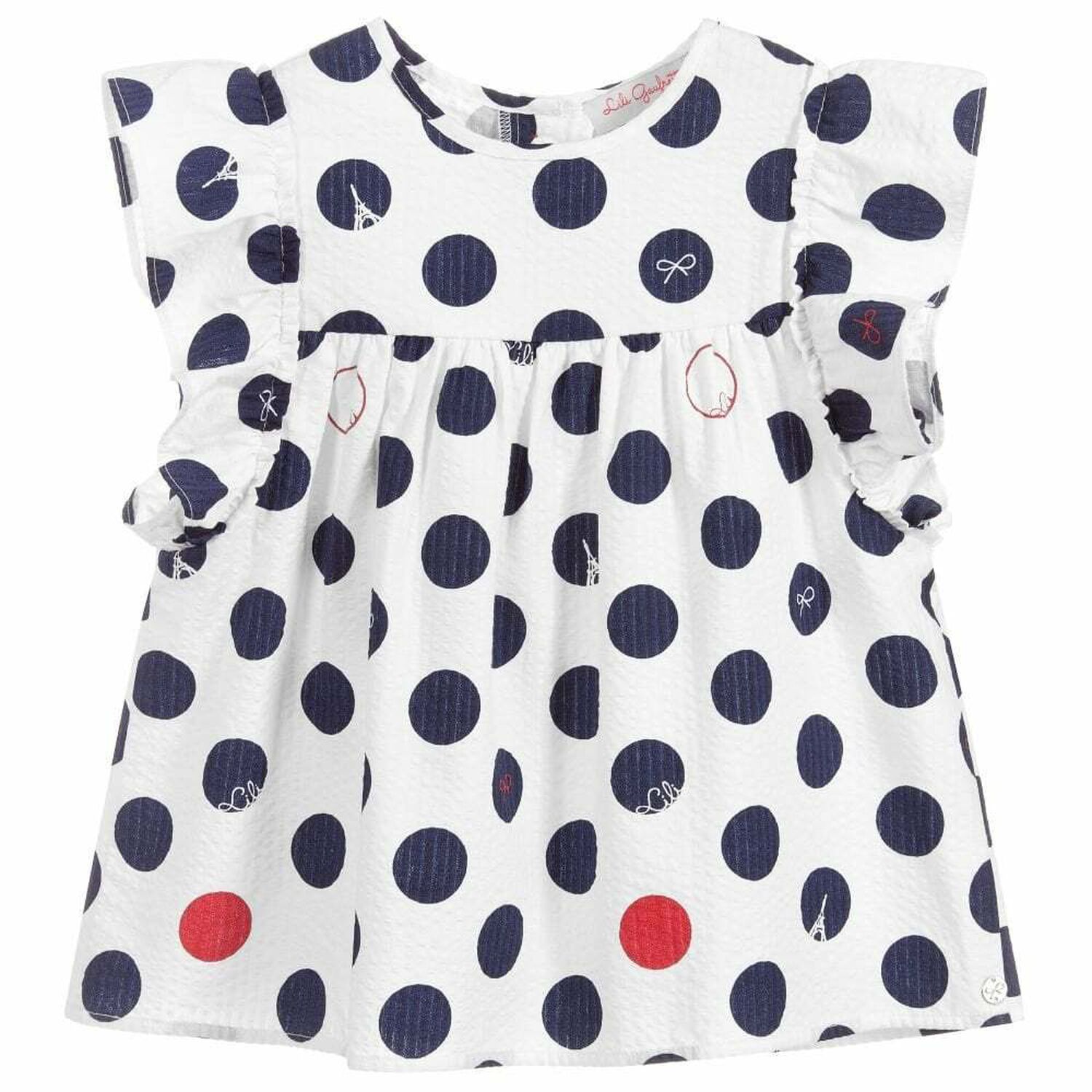 Girls White Polka-Dot Blouse, 1, hi-res image number null