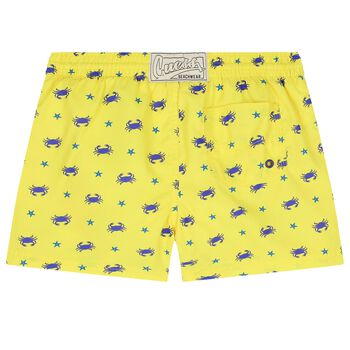 Boys Yellow Printed Swim Shorts