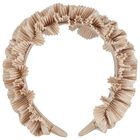 Girls Gold Pleated Ruffled Headband, 3, hi-res