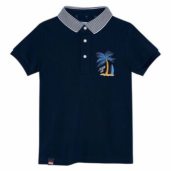 Boys Navy Blue Cotton Polo Shirt