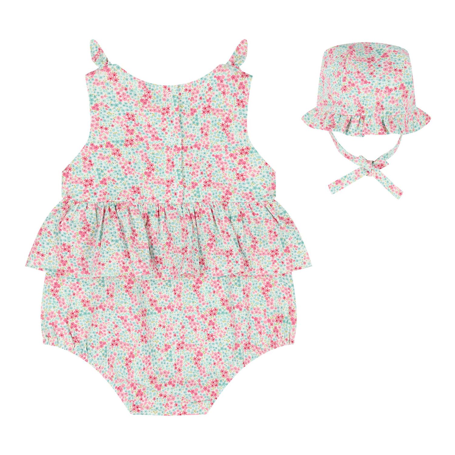 Baby Girls Pink & Green Floral Bodysuit Set, 2, hi-res