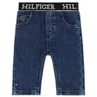 بنطلون جينز أولاد بالشعار باللون الأزرق, 1, hi-res