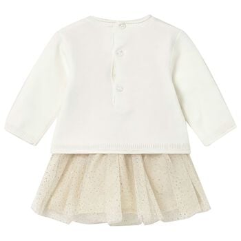 Baby Girls Ivory & Beige Tulle Dress Set