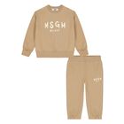 Younger Beige Logo Tracksuit, 1, hi-res