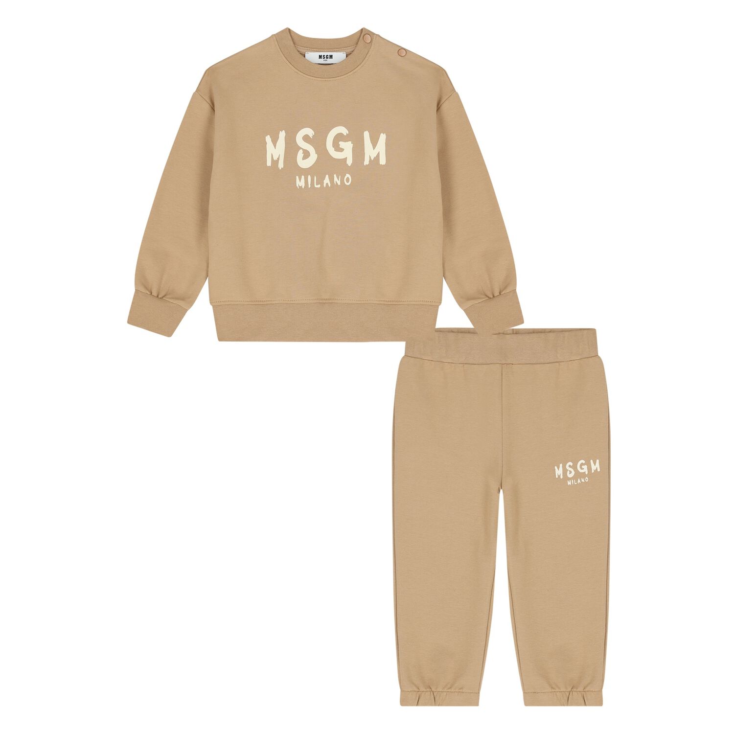 Younger Beige Logo Tracksuit, 1, hi-res