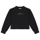 Girls Black Logo Sweatshirt, 1, hi-res
