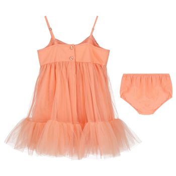 Baby Girls Coral Bow Tulle Dress Set
