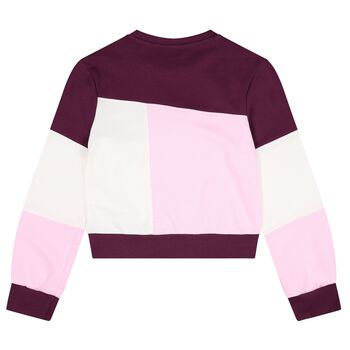 Girls Burgundy, Pink & White Logo Sweatshirt