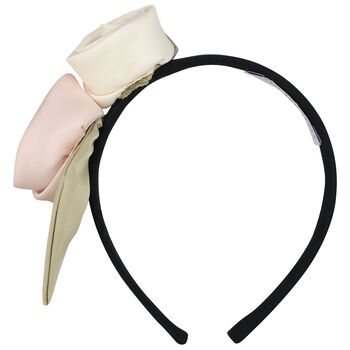 Girls Pink & Black 3D Flower Headband