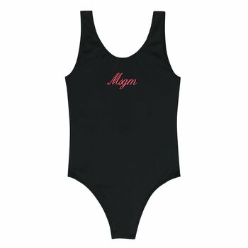 Girls Black Logo Swimsuit