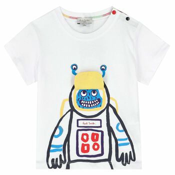 Younger Boys White Graphic T-Shirt