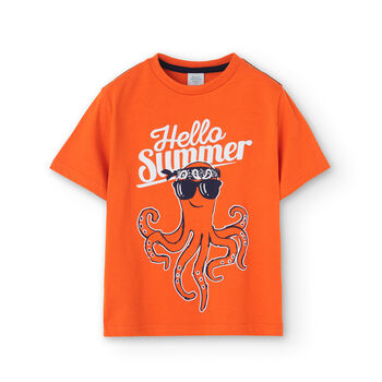 Boys Orange Octopus T-Shirt