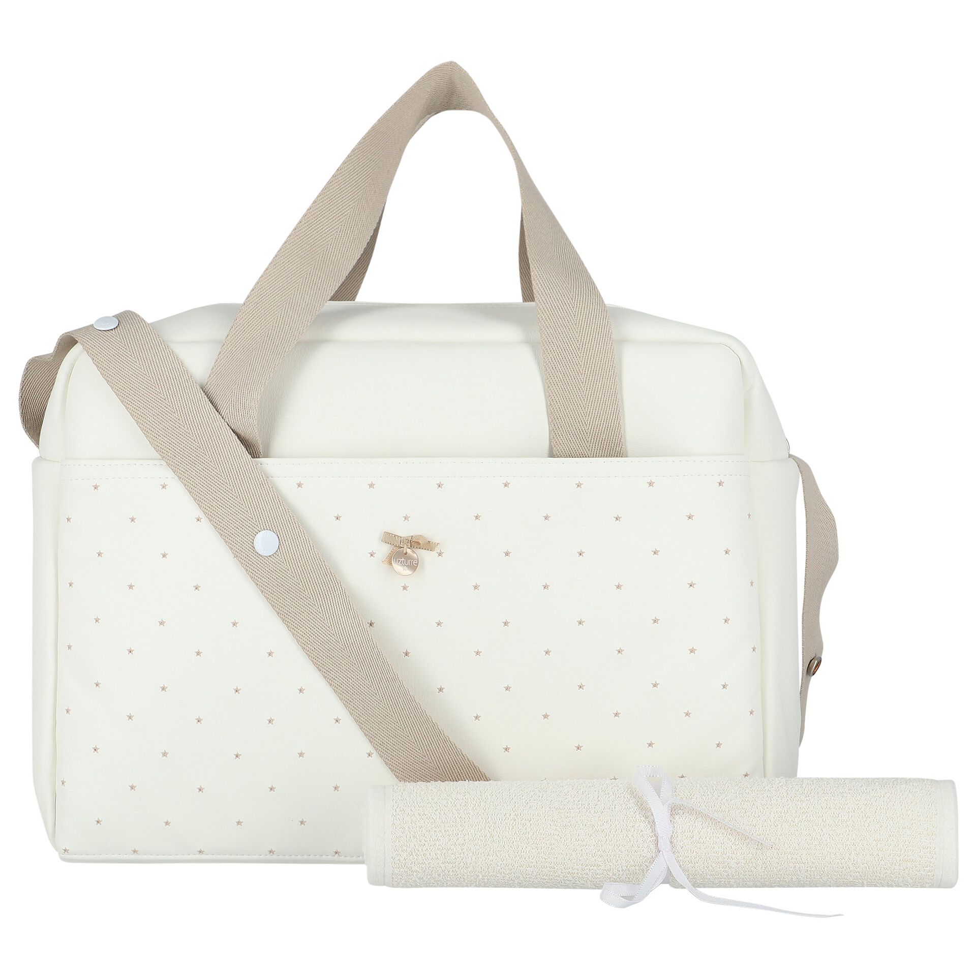 Uzturre Ivory Beige Stars Baby Changing Bag Junior Couture
