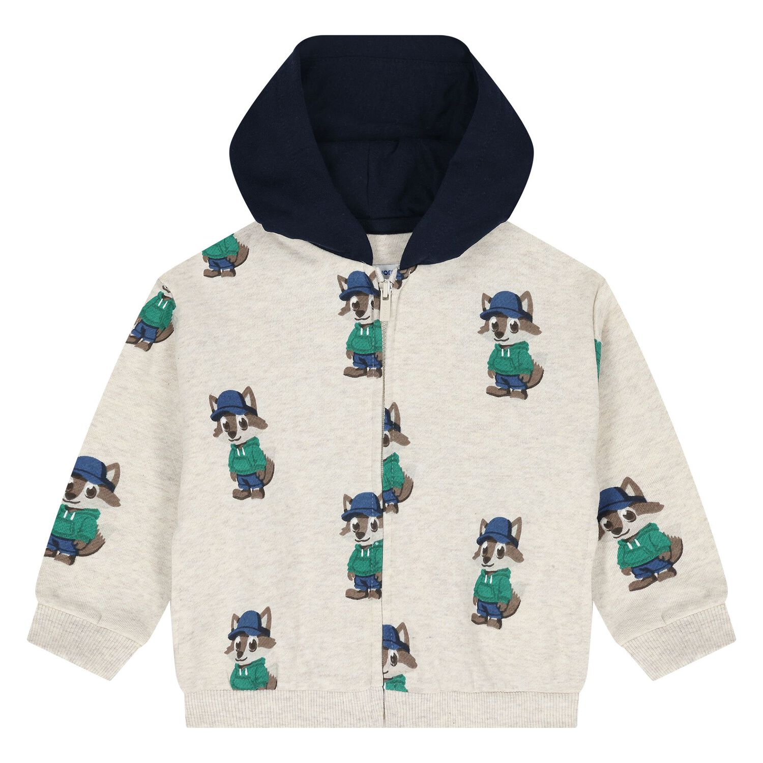 Younger Boys Beige Raccoon Tracksuit Set, 2, hi-res
