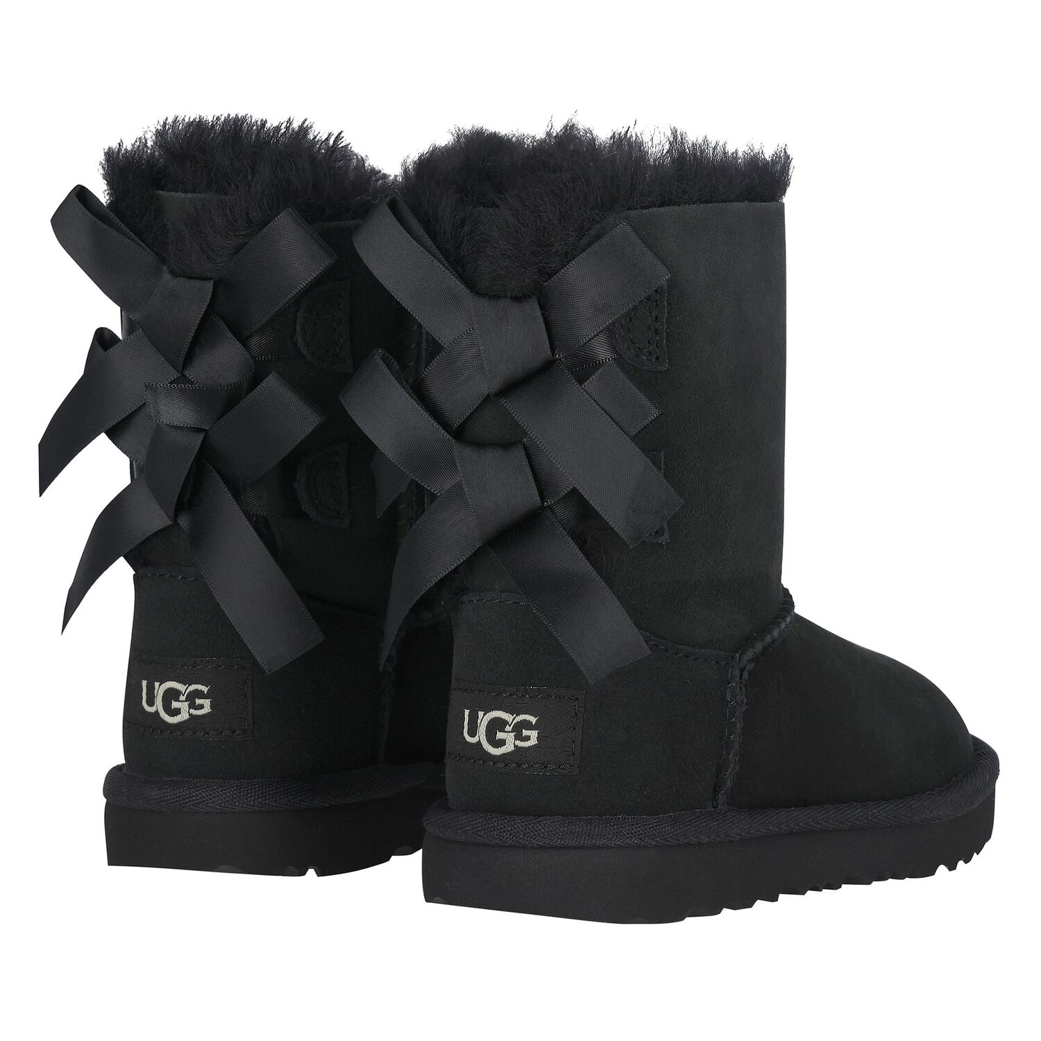 Younger Girls Black Bailey Bow II Suede Boots, 1, hi-res