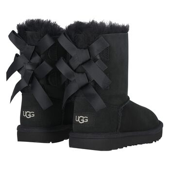 Younger Girls Black Bailey Bow II Suede Boots