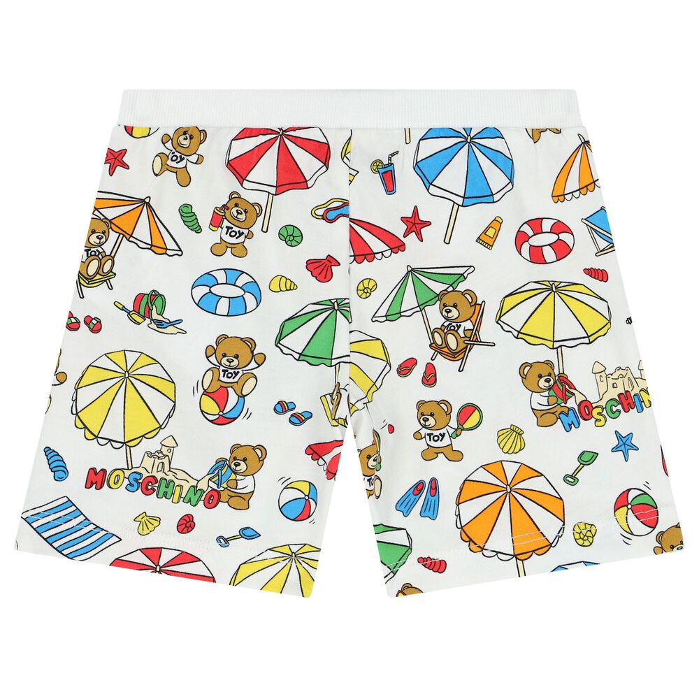 Moschino Boys Teddy Bear Logo Shorts in White