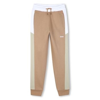 Boys Beige Logo Joggers