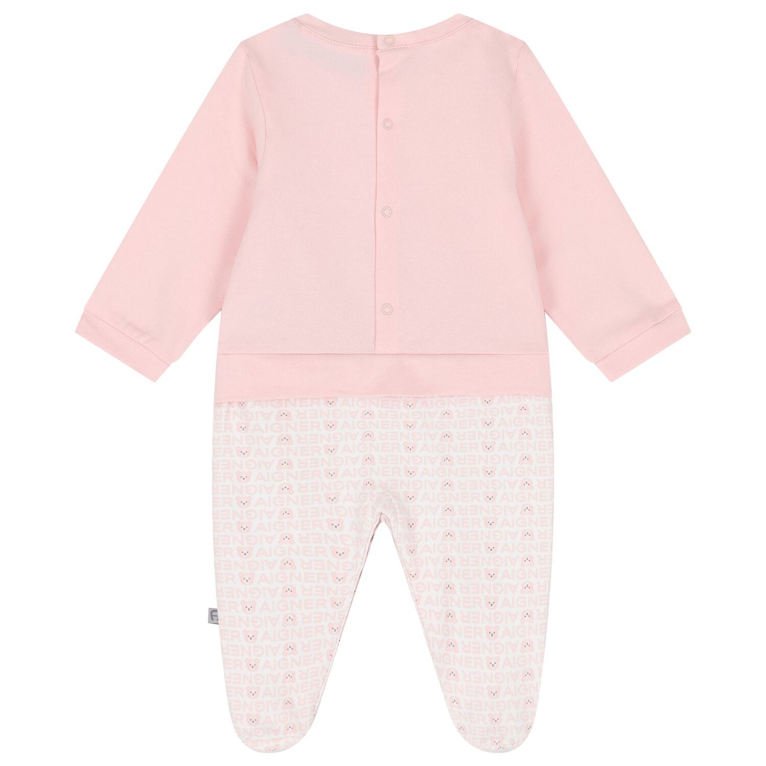 Baby Girls White & Pink Teddy Bear Babygrow, 3, hi-res