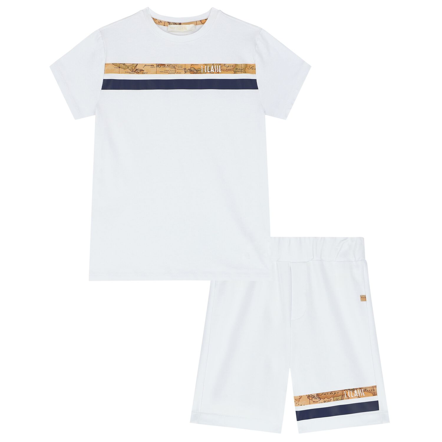 Boys White Logo Shorts Set, 1, hi-res image number null