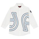 Boys White Logo Shirt, 1, hi-res